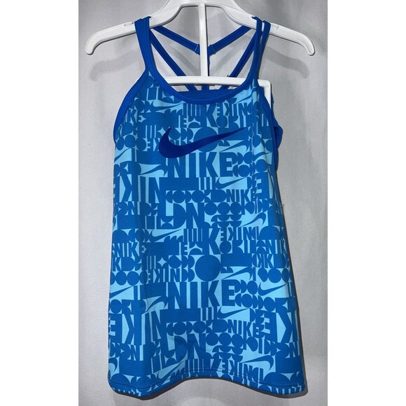 Girls 6-20 Nike 2-Piece Retro Flow T Crossback Tankini Swim Set Blue Size XS